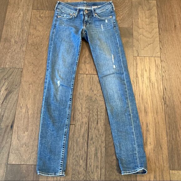 &DENIM by H&M Skinny Low Waist Distressed Jeans Sz 25 (US Sz 0) EUC - Picture 1 of 7